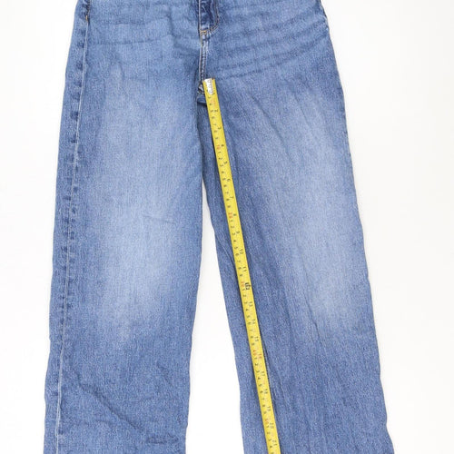 H&M Girls Blue 12-13 Years Wide-Leg Adjustable Waist High Rise Denim Jeans