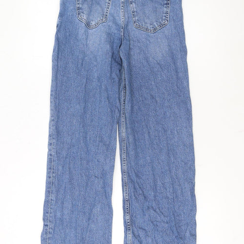 H&M Girls Blue 12-13 Years Wide-Leg Adjustable Waist High Rise Denim Jeans