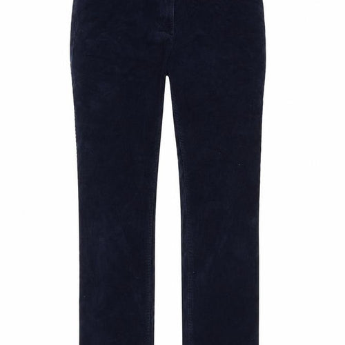 Marks and Spencer Women Blue Corduroy Chino Trousers Size 10 Regular