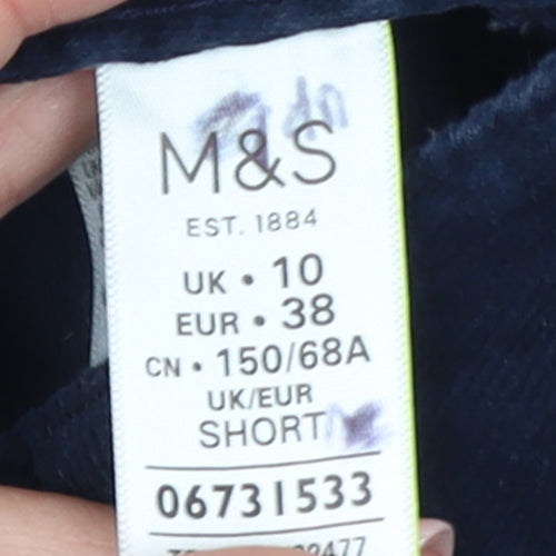 Marks and Spencer Women Blue Corduroy Chino Trousers Size 10 Regular