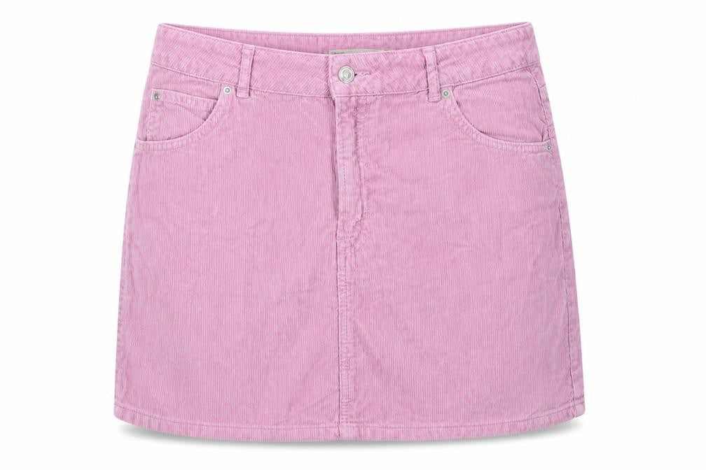 Topshop Women Pink Corduroy Short Straight Skirt UK 14