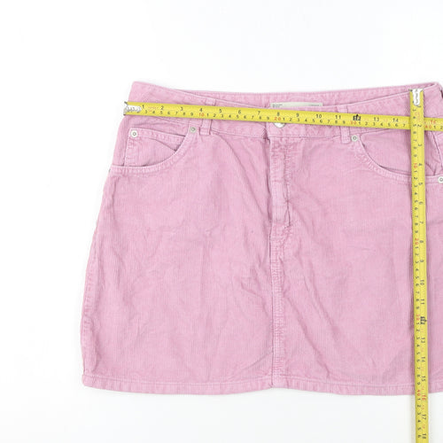 Topshop Women Pink Corduroy Short Straight Skirt UK 14