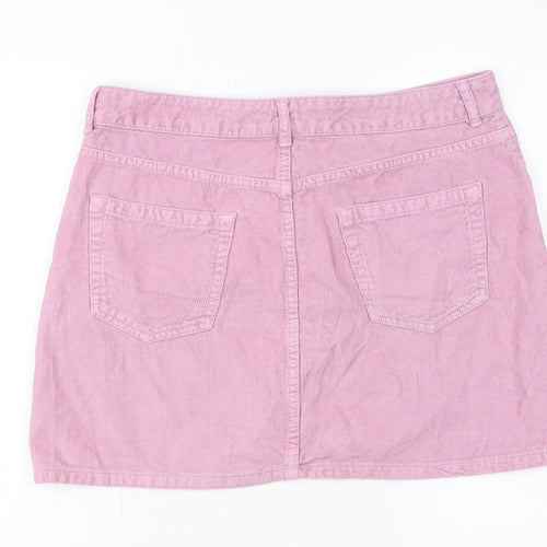 Topshop Women Pink Corduroy Short Straight Skirt UK 14