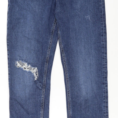 Marks and Spencer Women's Blue Distressed Straight Leg Jeans Size 12