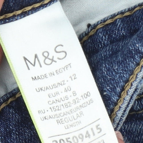 Marks and Spencer Women's Blue Distressed Straight Leg Jeans Size 12