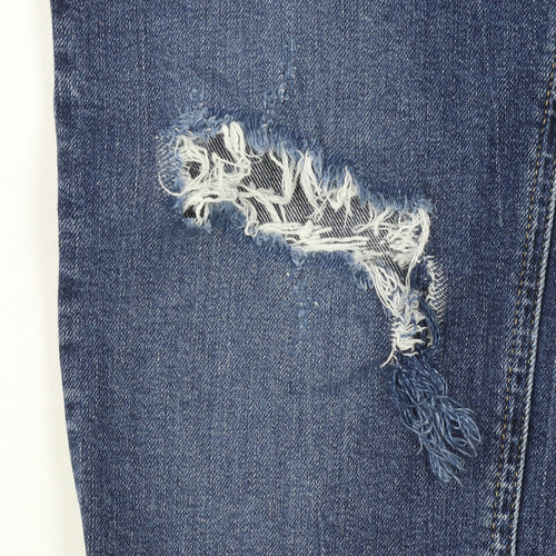 Marks and Spencer Women's Blue Distressed Straight Leg Jeans Size 12