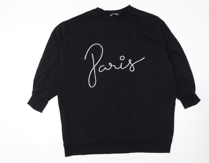 Nutmeg Womens Black Paris Pullover Sweatshirt Size 20