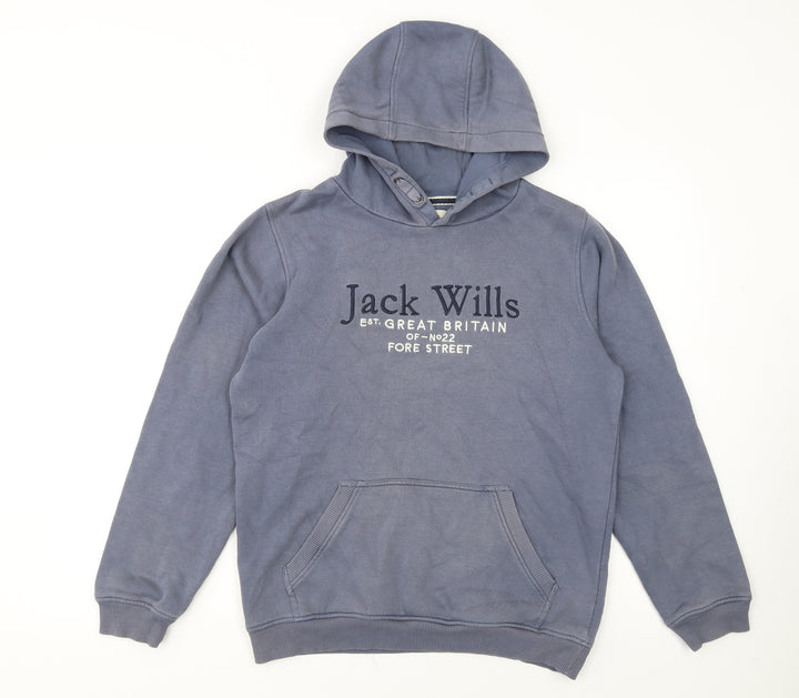 Jack Wills Boys Blue Pullover Hoodie 15-16 Years Logo Graphic Cotton Blend