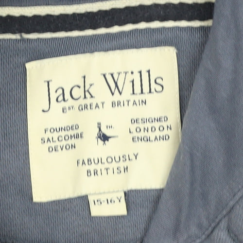 Jack Wills Boys Blue Pullover Hoodie 15-16 Years Logo Graphic Cotton Blend