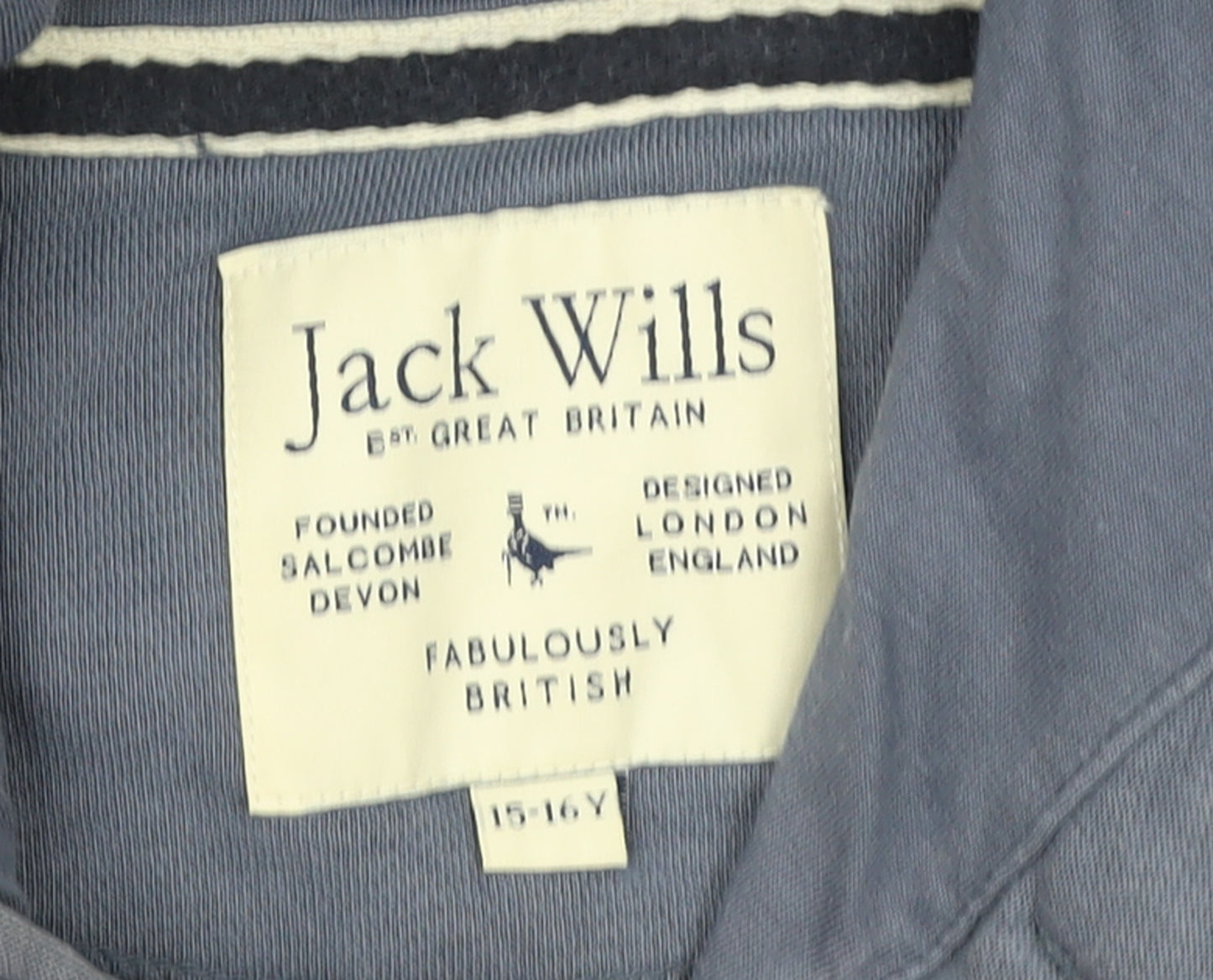 Jack Wills Boys Blue Pullover Hoodie 15-16 Years Logo Graphic Cotton Blend