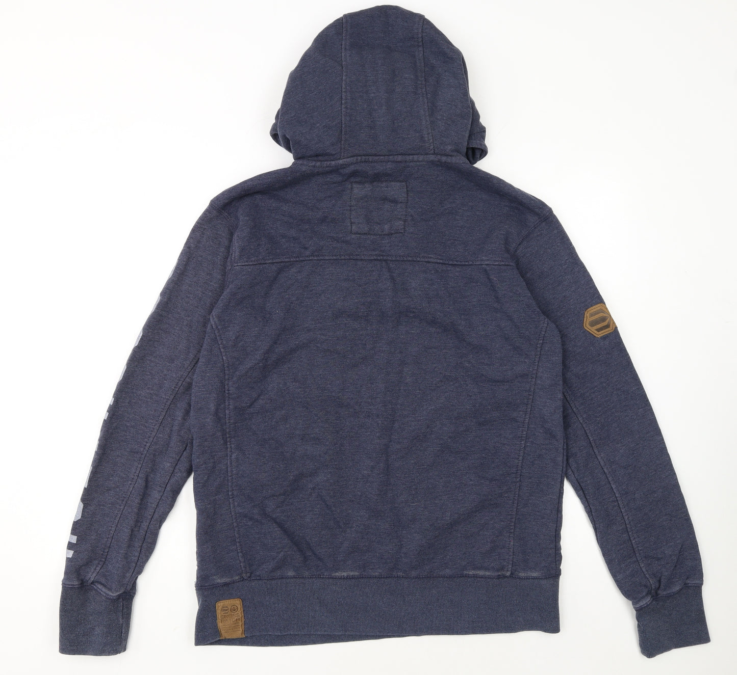 Crosshatch Men's Blue Pullover Hoodie Size M High Neck Zip Pocket Sweatshirt