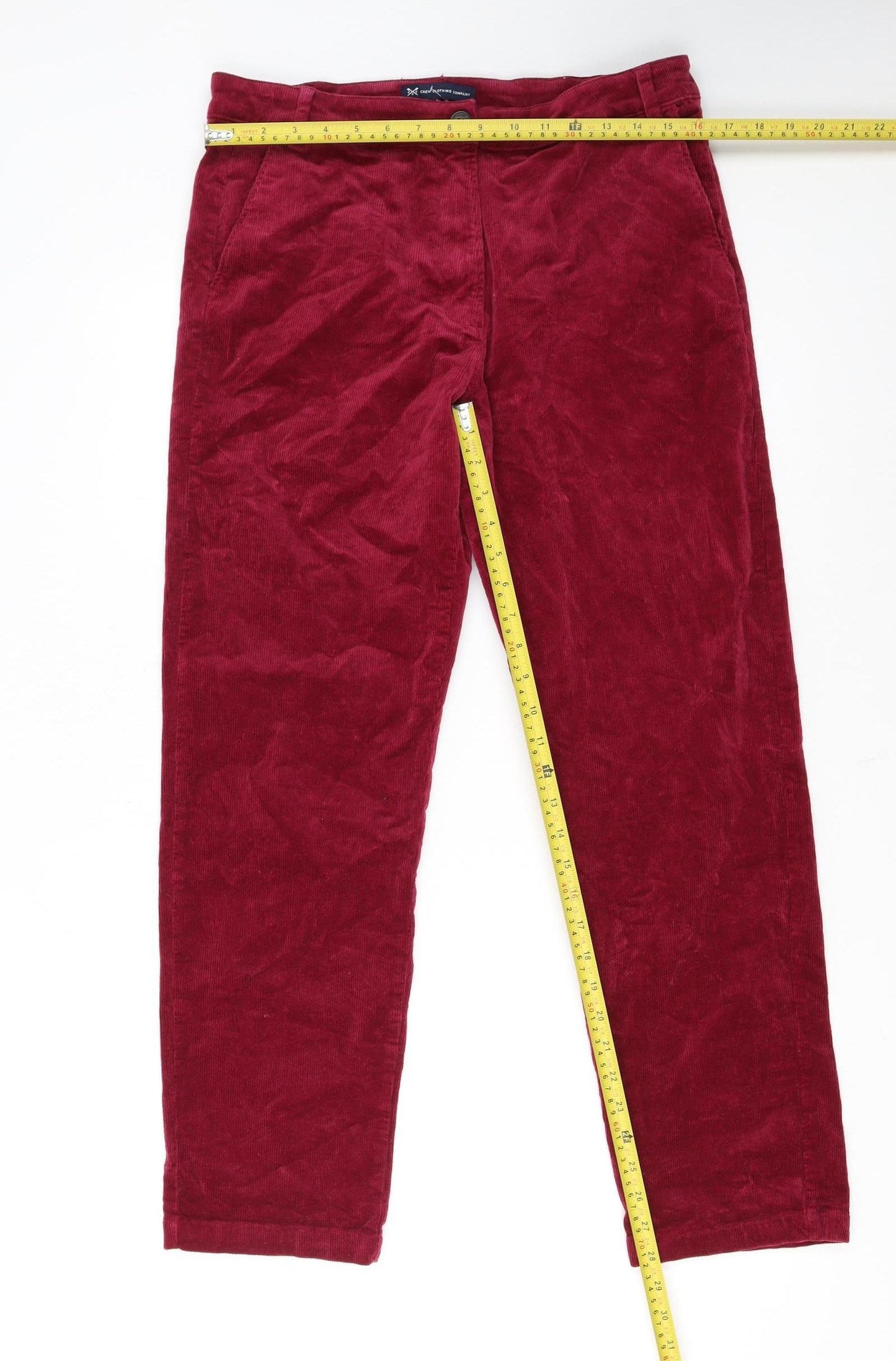 Crew Clothing Company Women's Red Corduroy Chino Trousers Size 12
