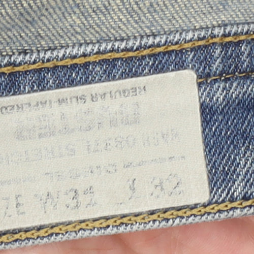 Diesel Men Blue Regular Fit Straight Leg Jeans Size 31x32