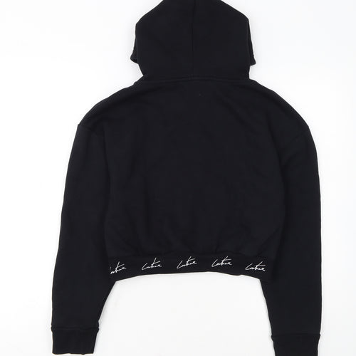 The Couture Club Women's Black Cropped Hoodie Size M Cotton Blend