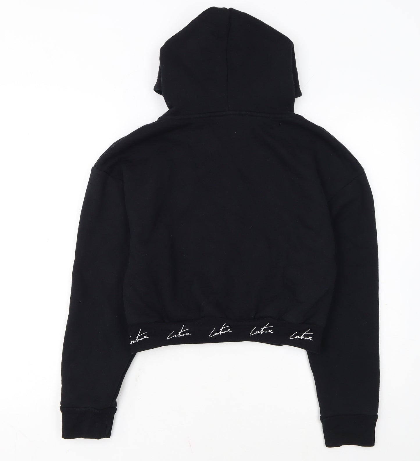 The Couture Club Women's Black Cropped Hoodie Size M Cotton Blend