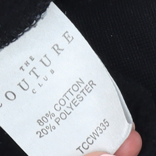 The Couture Club Women's Black Cropped Hoodie Size M Cotton Blend