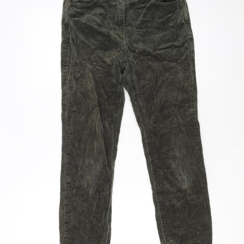 Woolovers Women’s Green Corduroy Slim Trousers UK 8S