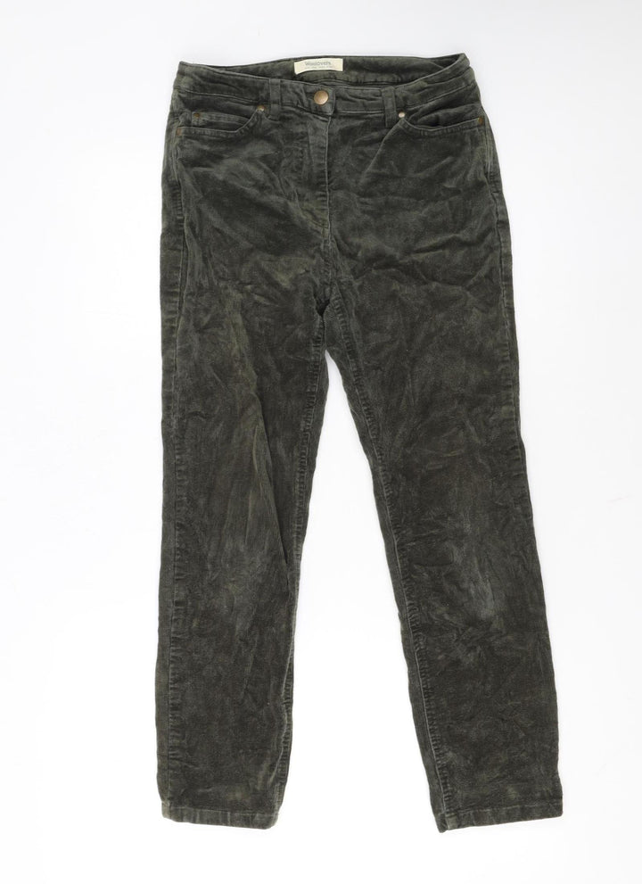 Woolovers Women’s Green Corduroy Slim Trousers UK 8S