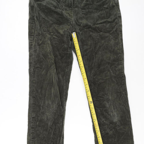 Woolovers Women’s Green Corduroy Slim Trousers UK 8S