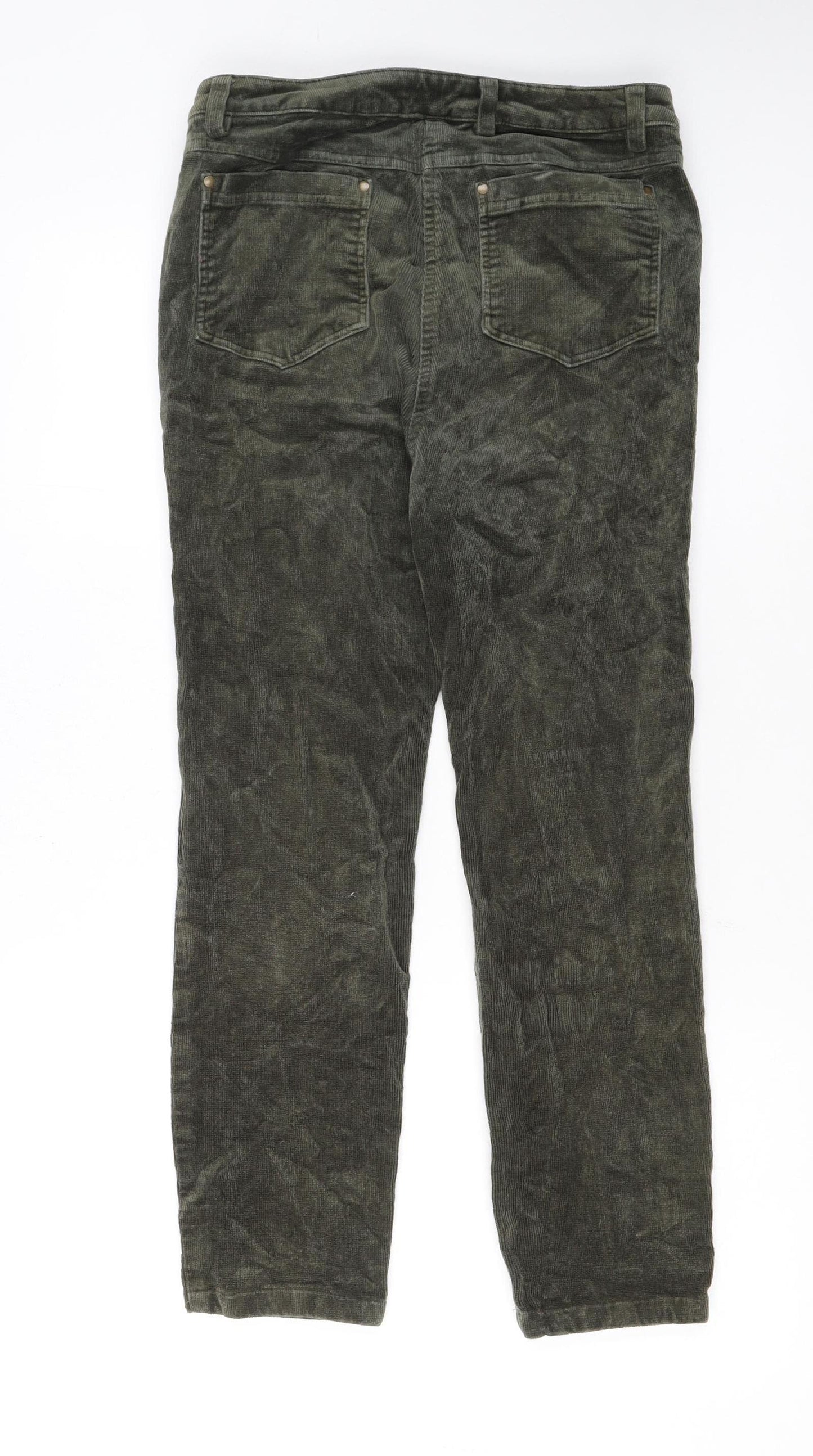 Woolovers Women’s Green Corduroy Slim Trousers UK 8S