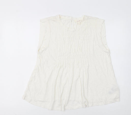 Marks and Spencer Women Ivory Sleeveless Pleated Blouse Size 14