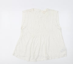Marks and Spencer Women Ivory Sleeveless Pleated Blouse Size 14