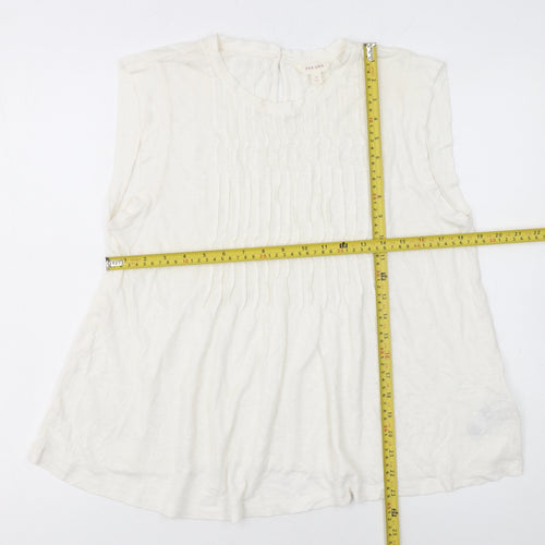 Marks and Spencer Women Ivory Sleeveless Pleated Blouse Size 14