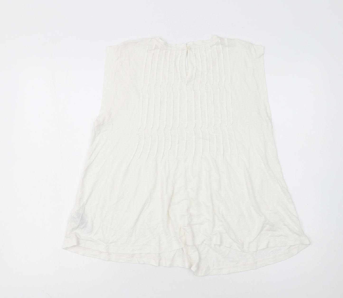 Marks and Spencer Women Ivory Sleeveless Pleated Blouse Size 14