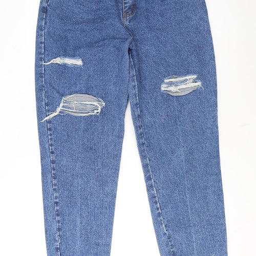Bill Blass Women Blue Distressed Mom Jeans Size 12 Easy Fit High Rise