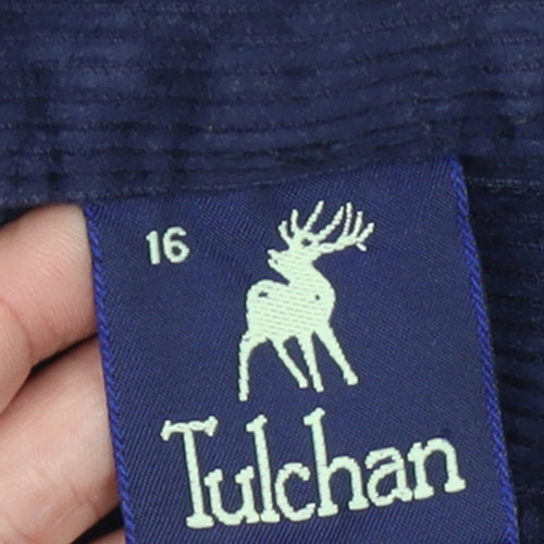 Tulchan Women's Blue Corduroy Trousers Size 16 Mid Rise