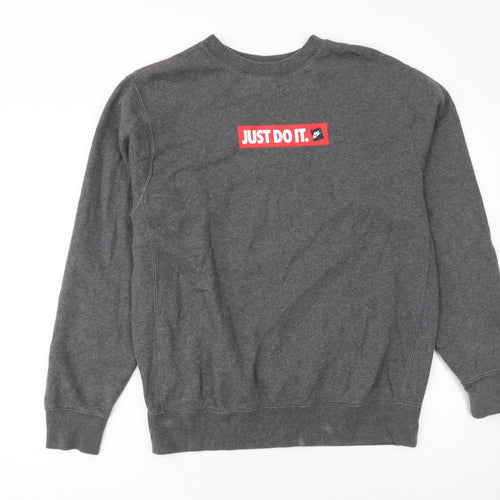 Nike Men's Grey Just Do It Pullover Sweatshirt M Regular Fit