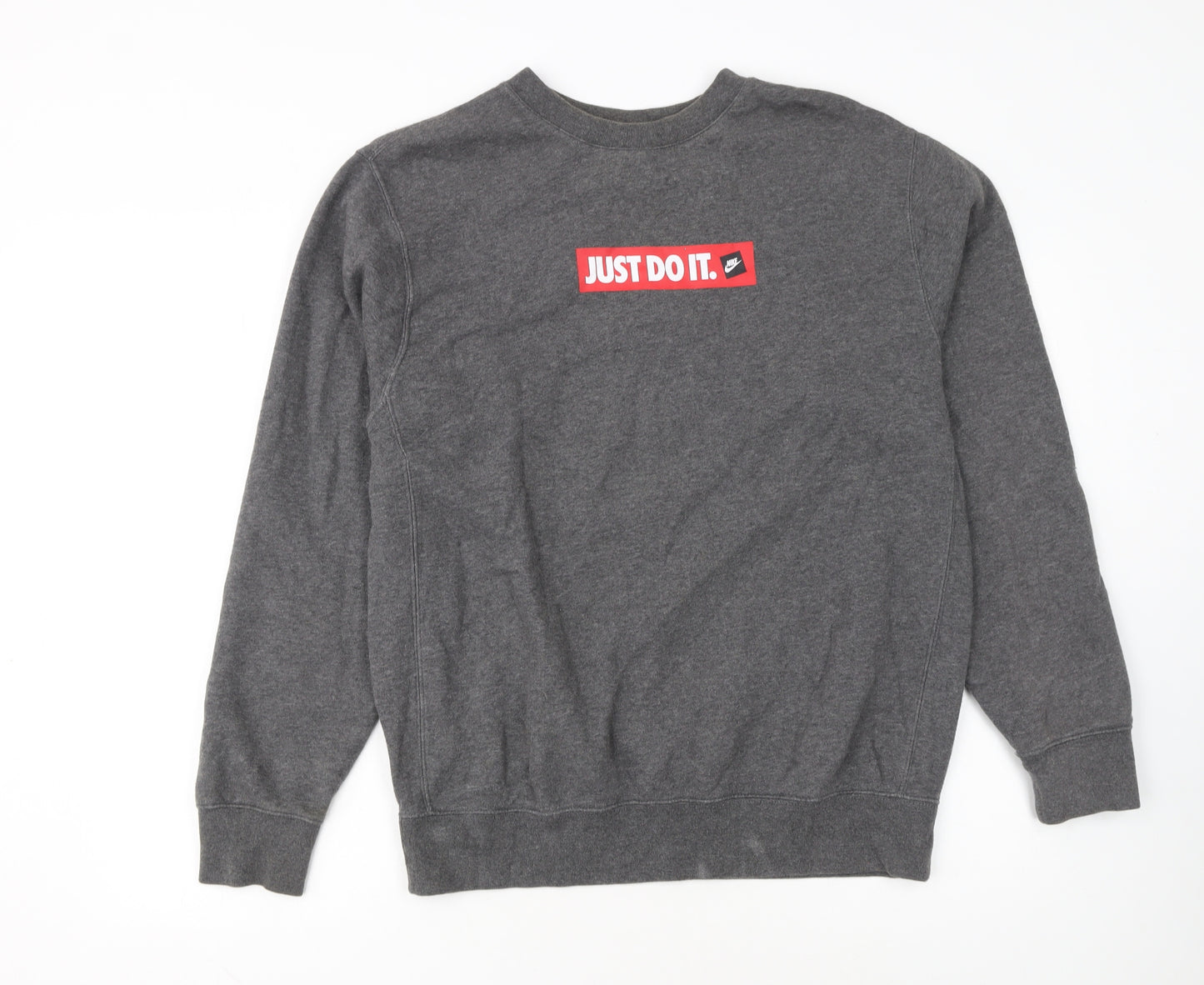 Nike Men's Grey Just Do It Pullover Sweatshirt M Regular Fit