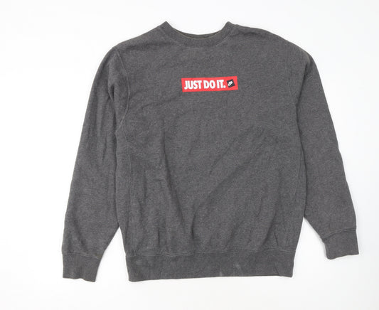 Nike Men's Grey Just Do It Pullover Sweatshirt M Regular Fit