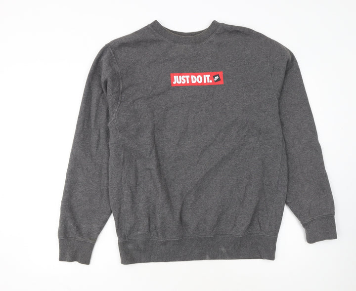 Nike Men's Grey Just Do It Pullover Sweatshirt M Regular Fit