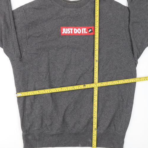 Nike Men's Grey Just Do It Pullover Sweatshirt M Regular Fit