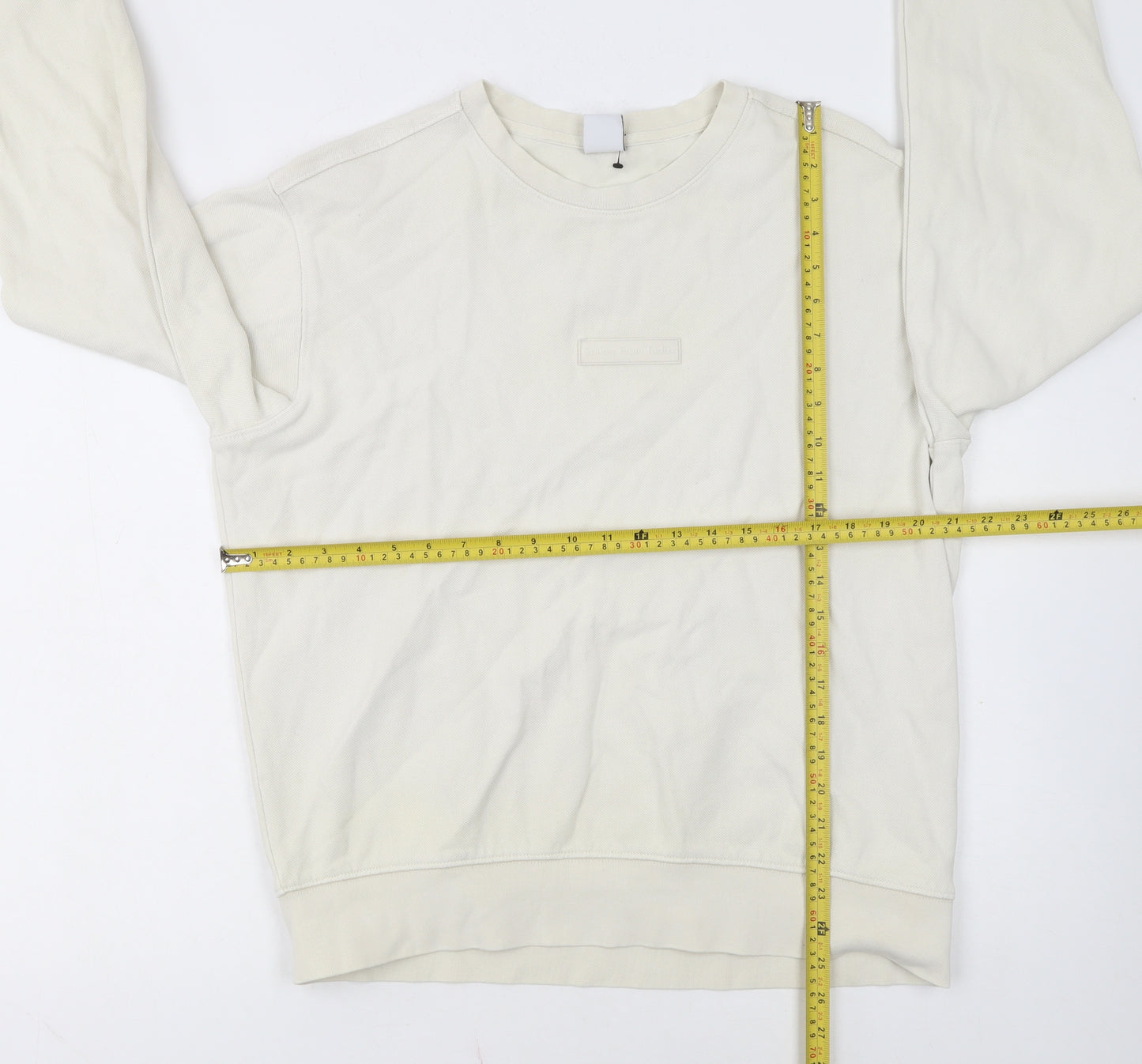 ZARA Womens Beige Crew Neck Long Sleeve Pullover Sweatshirt L