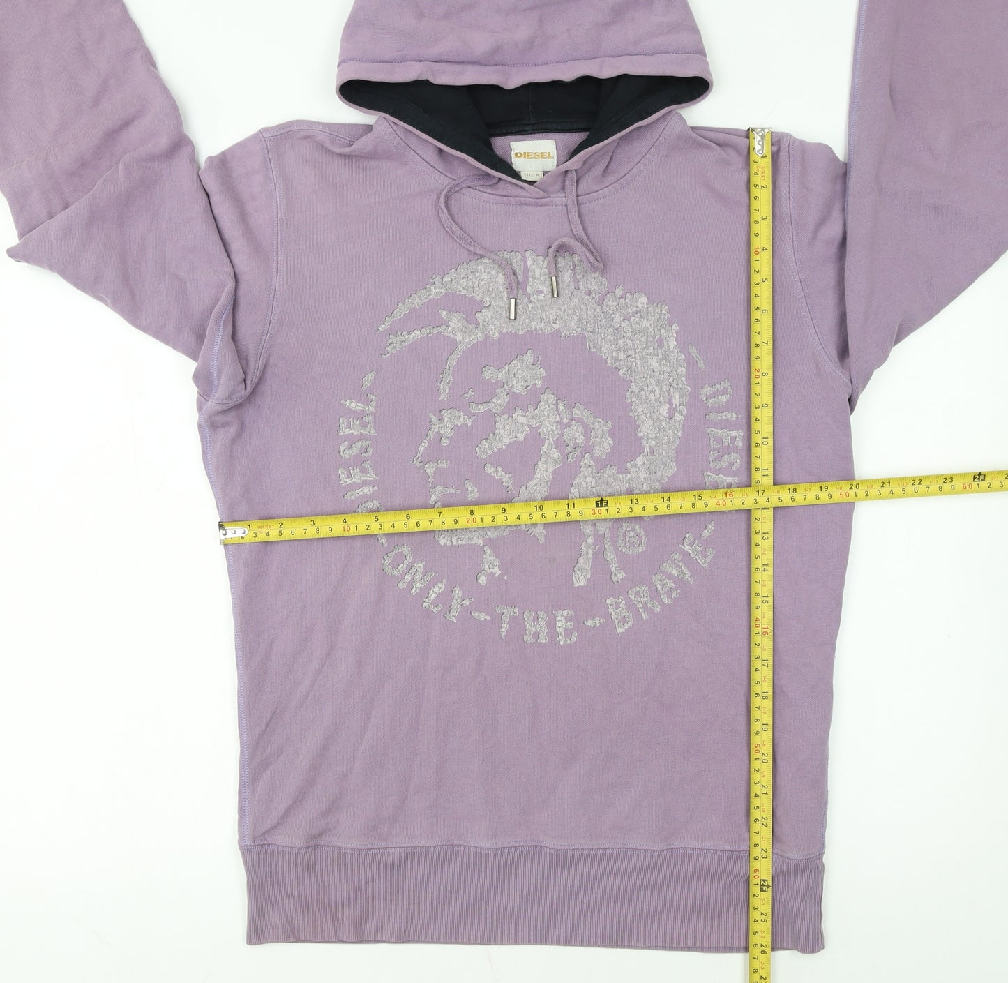 Diesel Women Purple Hooded Pullover Hoodie Medium Cotton Logo Graphic