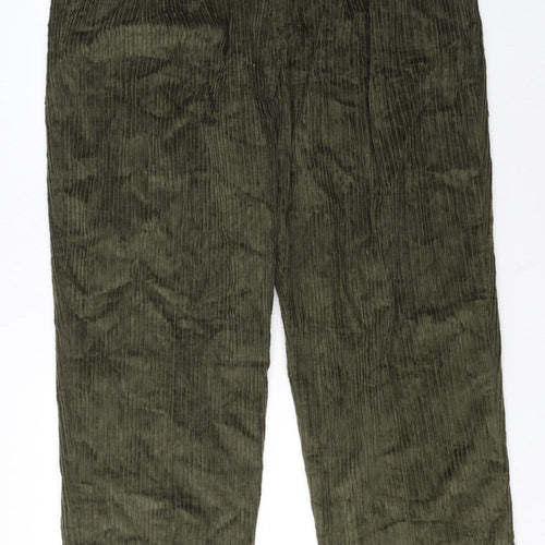 Club Montana Men’s Green Corduroy Pleated Trousers 40W 33L Regular Fit