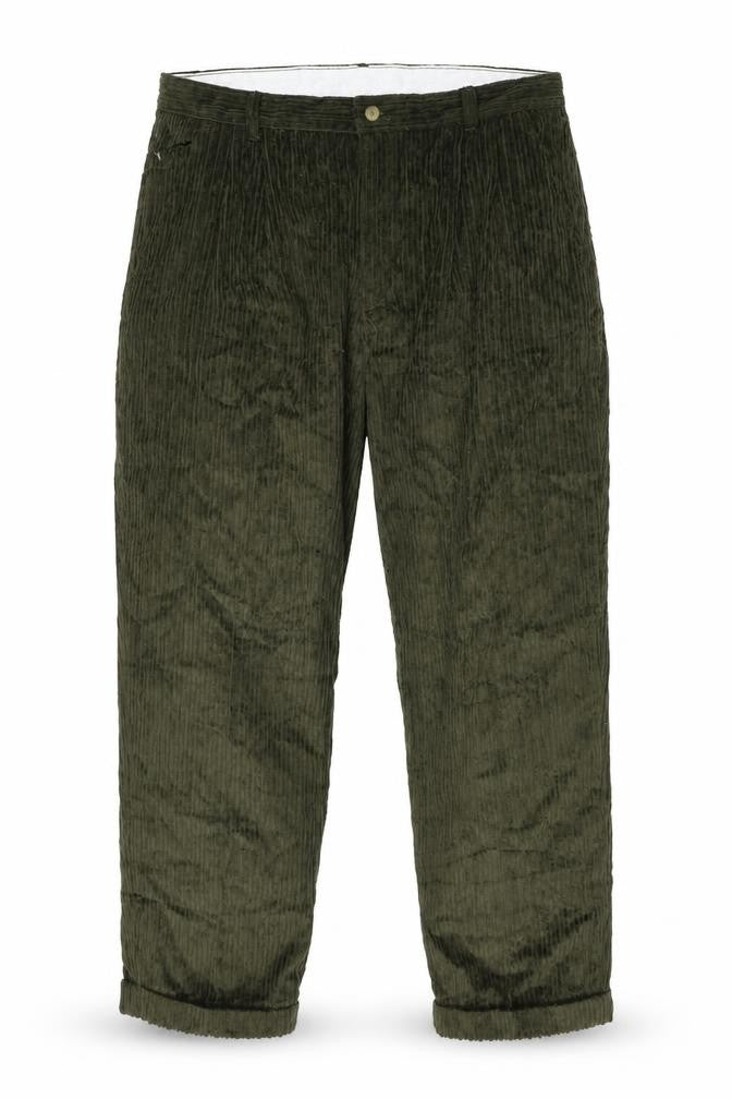 Club Montana Men’s Green Corduroy Pleated Trousers 40W 33L Regular Fit