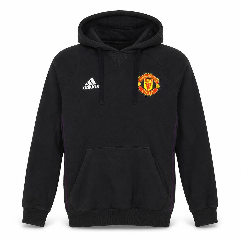 Front view of adidas Men’s Black Manchester United Pullover Hoodie XS