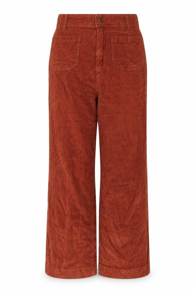 FatFace Women's Brown Corduroy Wide-Leg Chino Trousers Size 6