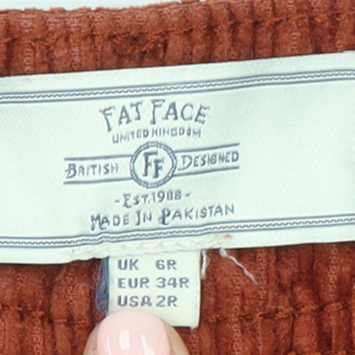 Fat Face Women's Brown Corduroy Wide-Leg Chino Trousers Size 6