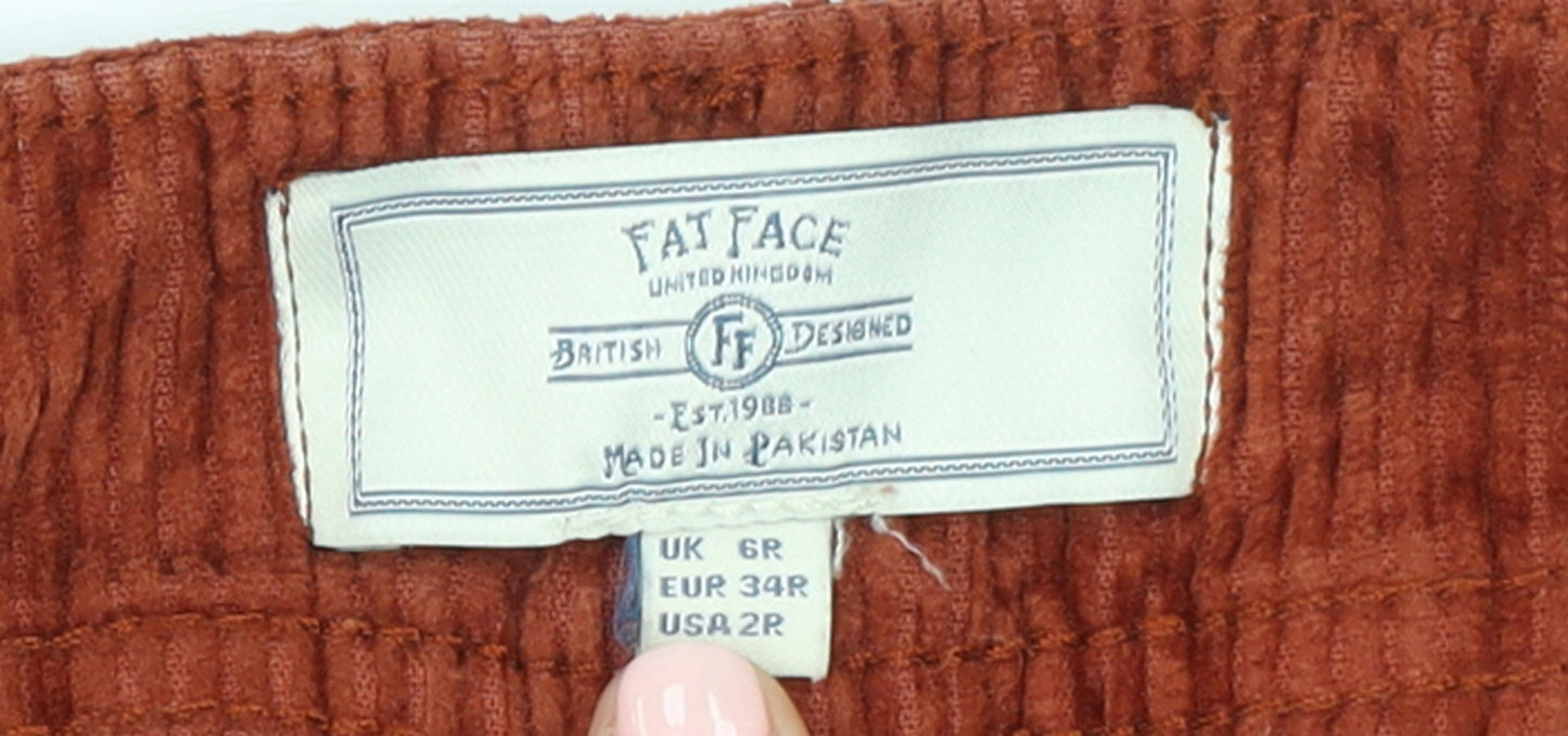 Fat Face Women's Brown Corduroy Wide-Leg Chino Trousers Size 6