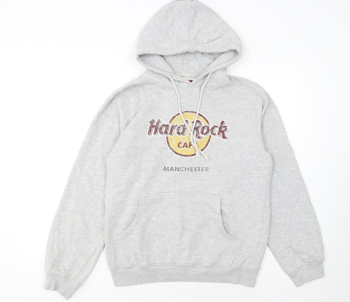 Hard Rock Cafe Men's Grey Pullover Hoodie Medium Music Logo Sweatshirt