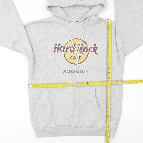 Hard Rock Cafe Men's Grey Pullover Hoodie Medium Music Logo Sweatshirt