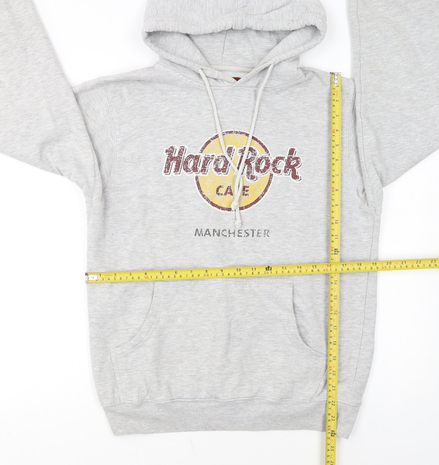 Hard Rock Cafe Men's Grey Pullover Hoodie Medium Music Logo Sweatshirt