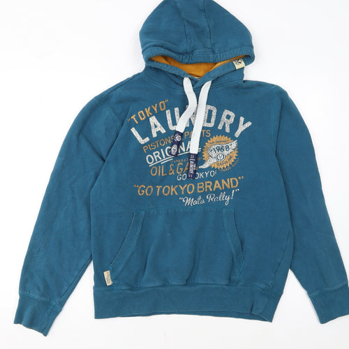 Tokyo Laundry Men's Blue Pullover Hoodie Large Graphic Print
