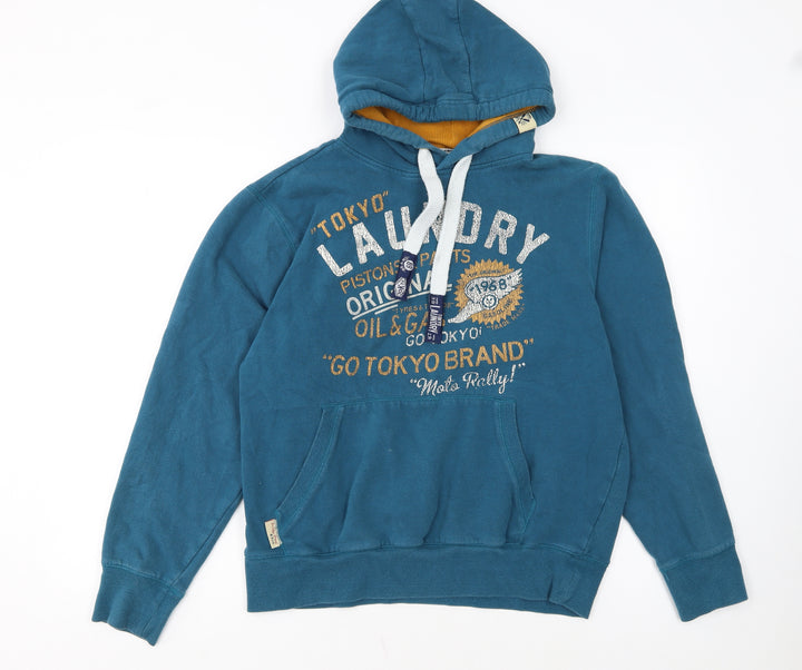 Tokyo Laundry Men's Blue Pullover Hoodie Large Graphic Print