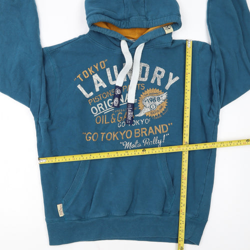Tokyo Laundry Men's Blue Pullover Hoodie Large Graphic Print