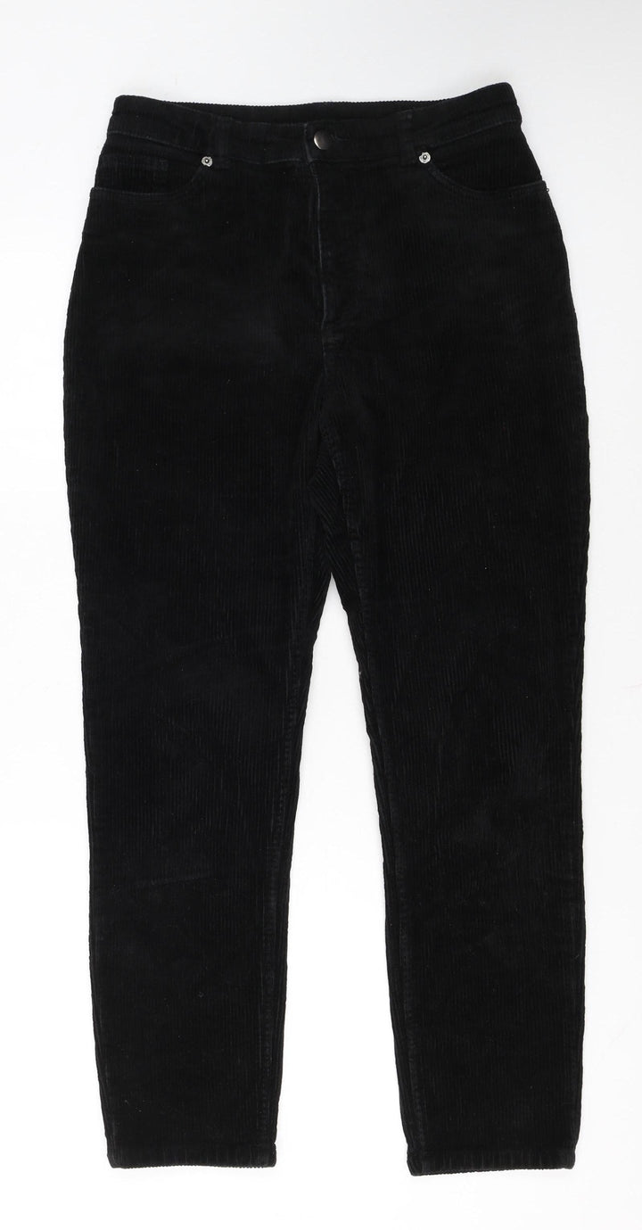 Monki Women's Black Corduroy Trousers Size 10 Cotton Blend